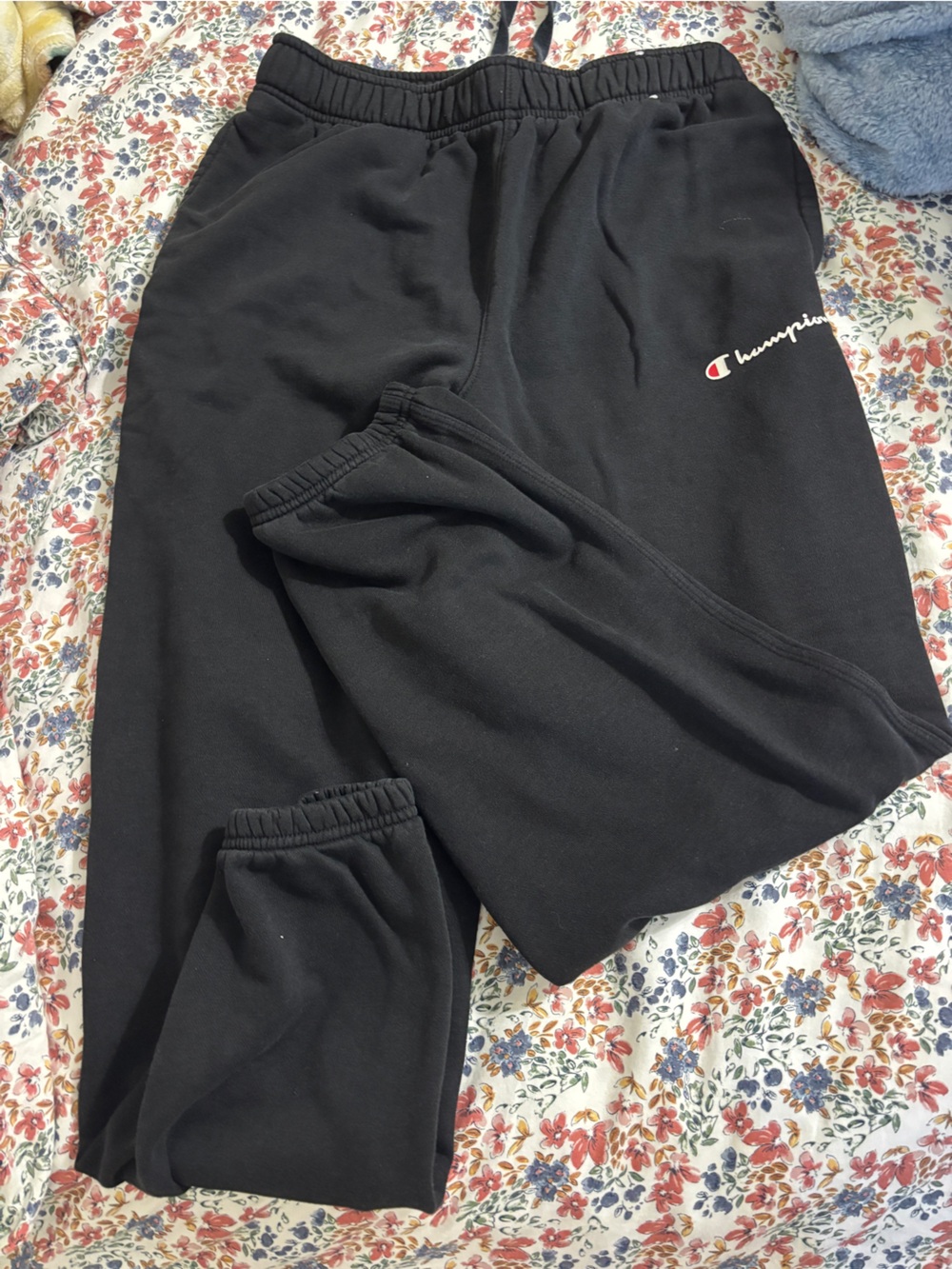 Champion Kids Black Sweatpants with Small Embroidered Logo